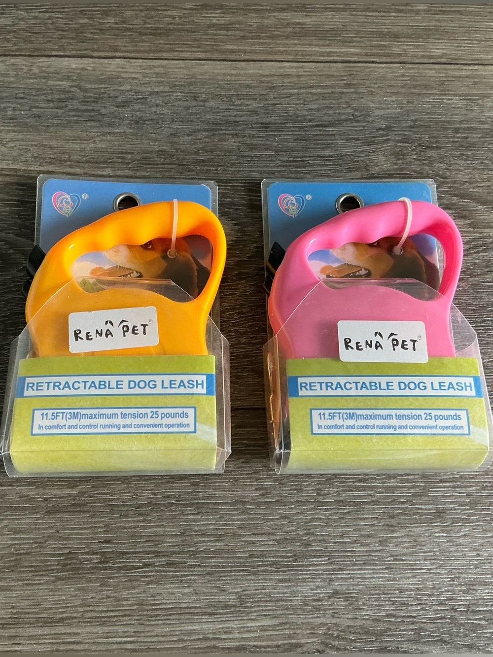 Lot of 2 Retractable Dog Leashes 11.5 Ft Small Dogs Pink and Yellow New